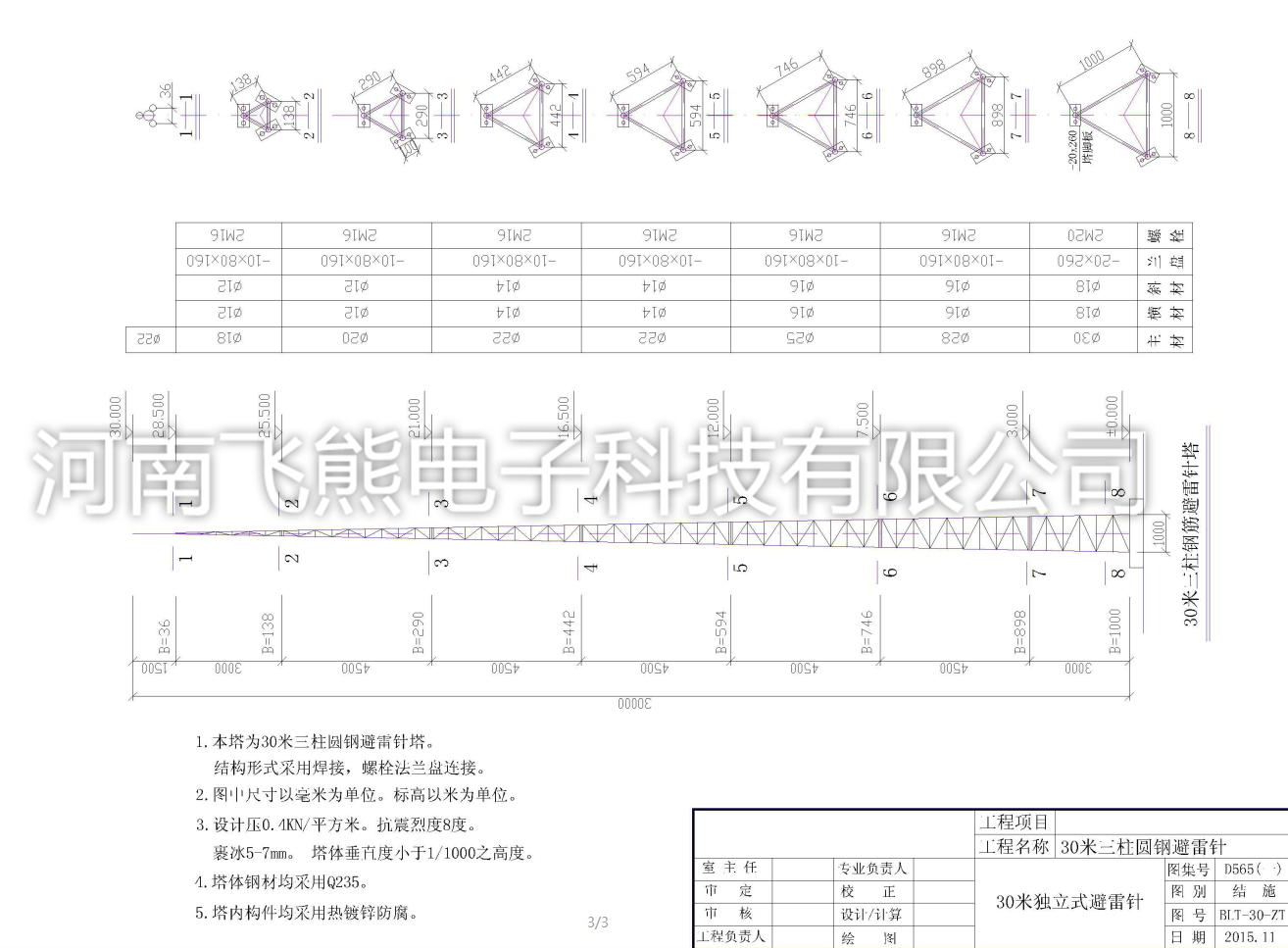 30米避雷塔總圖風壓